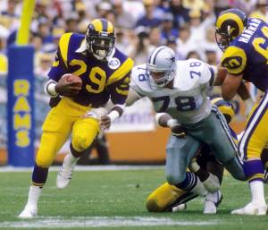 Eric Dickerson with the LA Rams against Dallas Cowboys