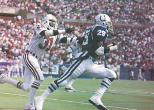 Eric Dickerson while with the Indianapolis Colts against New England