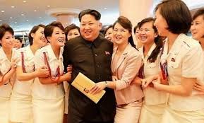 Kim Jong-Un surrounded by adoring North Korean women