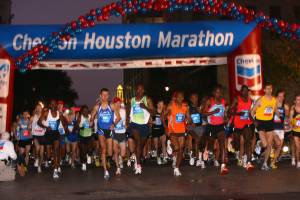 runners start in the Houston Marathon