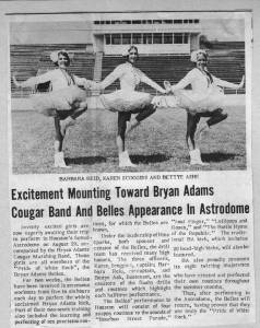 3 leaders of Bryan Adams Belles in white uniforms