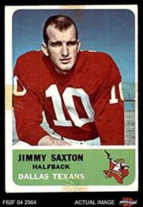 Jimmy Saxton Dallas Texans 1962 football card