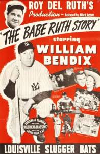 red and white movie poster for The Babe Ruth Story