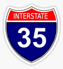 blue and red shield emblem of Interstate 35