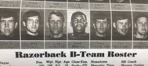 Hiram McBeth and other players on Arkansas 1969 football team