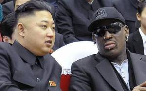 Kim Jong-Un and Dennis Rodman chatting