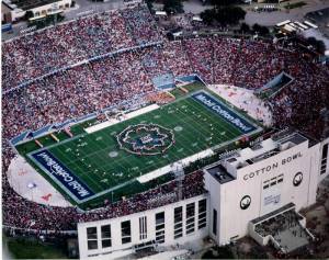 aerial view of Cotton Bowl football game