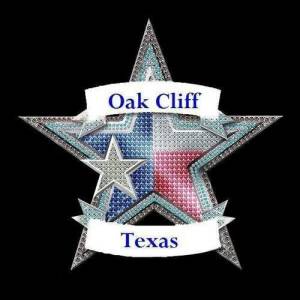 Texas flag in star shape with Oak Cliff