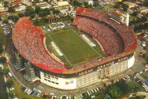 aerial view of Orange Bowl stadium in Miami