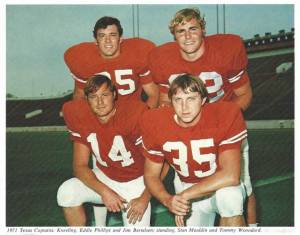 1971 University of Texas football captains in orange jerseys