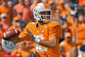 University of Tennessee quarterback in orange jersey