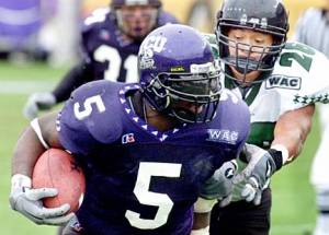 LaDainian Tomlinson in purple TCU uniform