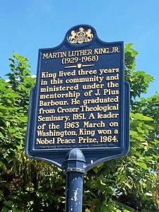 Plaque about MLK at Crozer Seminary