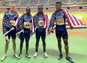 Matt Boling and three other American runners after international competition