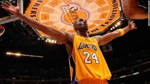 Kobe Bryant exulting at Staples Center