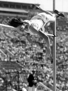 Babe Didrikson high jumping in 1932 Olympics