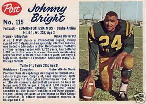 Johnny Bright football card, CFL